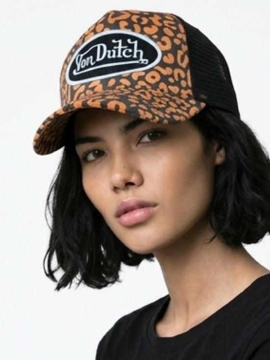 Von Dutch Accessories - Von Dutch Trucker Hat Orange Leopard Cheetah Print Y2K Mesh Snapback ⚡🌶️✨
